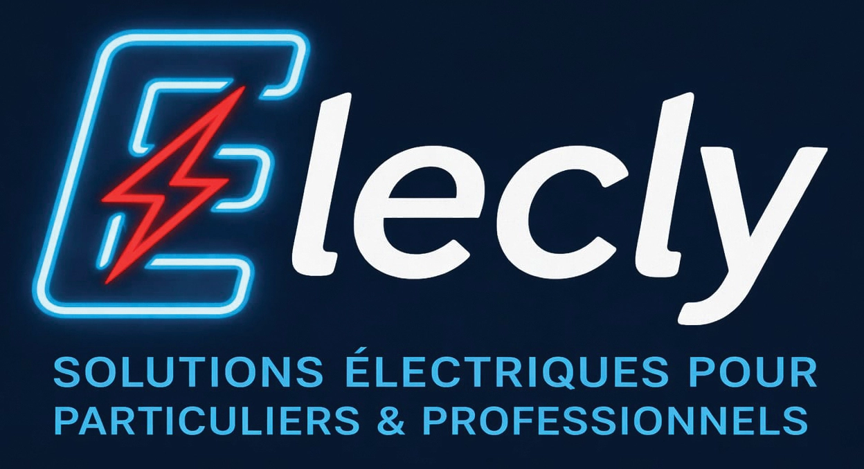Logo elecly avec E effet néon et symbole éclair